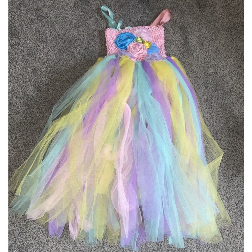 Pastel Rainbow Tulle Fairy Costume Dress for Kids